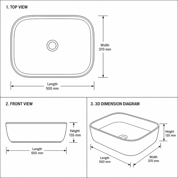 Bassino 20" x 15" Luxury Countertop Wash Basin – Premium Matte Black & Gold Rectangular Ceramic Vessel Sink (19.7" x 14.6" x 5.3")