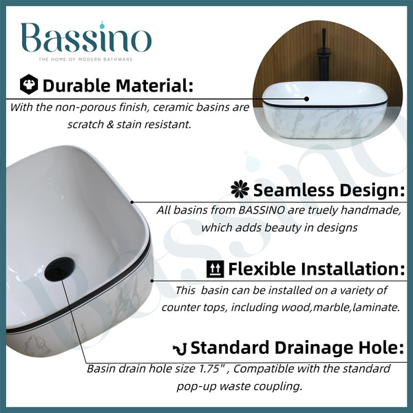 Premium Designer Table top/Counter top Wash Basin (18x13x5.5 In) BTT-857-IN
