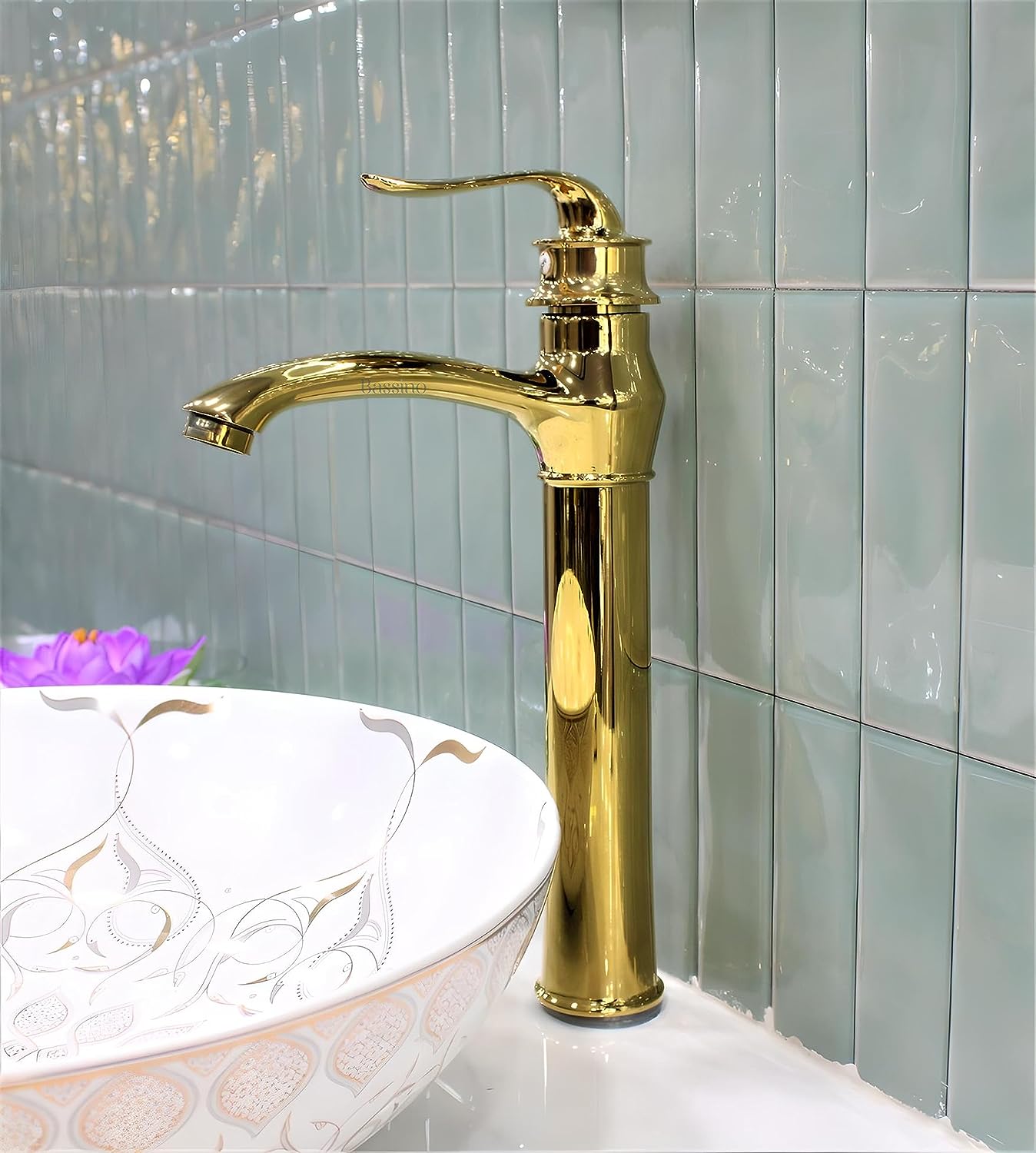 BASSINO Stylish Bathroom Faucet with Single Lever -Bathroom Basin Faucet of Brass - Hot and Cold Water Mixer Tap for Bathroom (GOLD) (NX-2123)