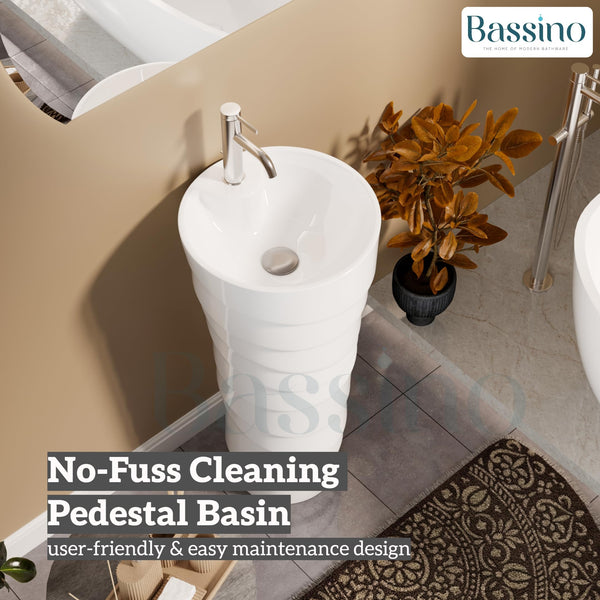 Ceramic Pedestal Wash Basin,BPB-659,size-15x15x34 Inch