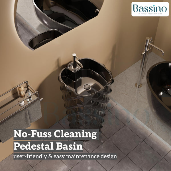 Ceramic Pedestal Wash Basin,BPB-657,size-17x17x32 Inch