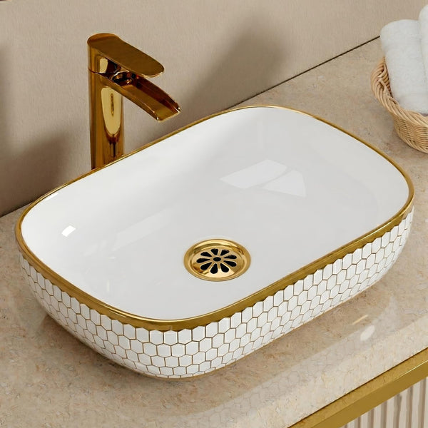 BASSINO 6 Inch Basin Waste Coupling Nylon Thread Body with Brass Jali Head/Heavy Duty Bathroom Sink Drain for Wash Basin Universal Fit Drain(Gold)