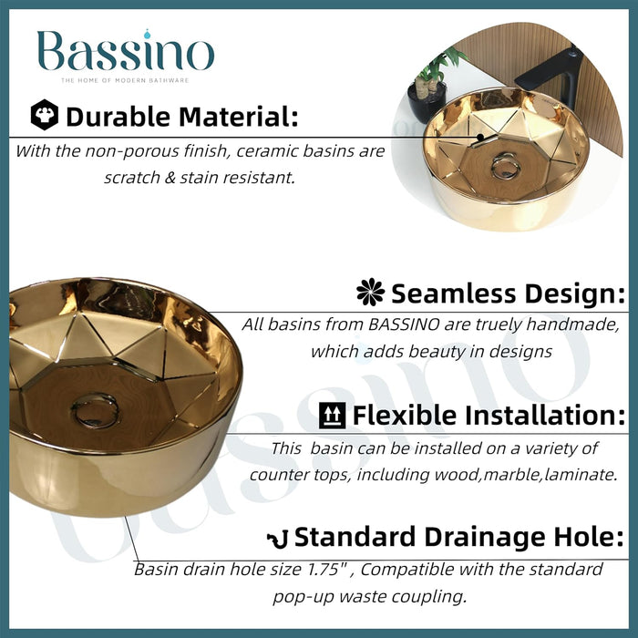 Premium Designer Table top/Counter top Wash Basin/Vessel sink (16x16x6 In) BTT-1060