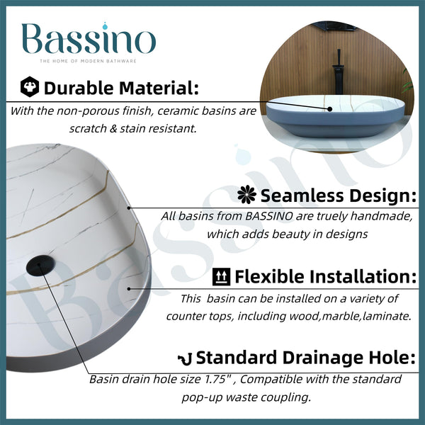 Premium Designer Table top/Counter top Wash Basin/Vessel sink (24X16X5 In)BTT-966