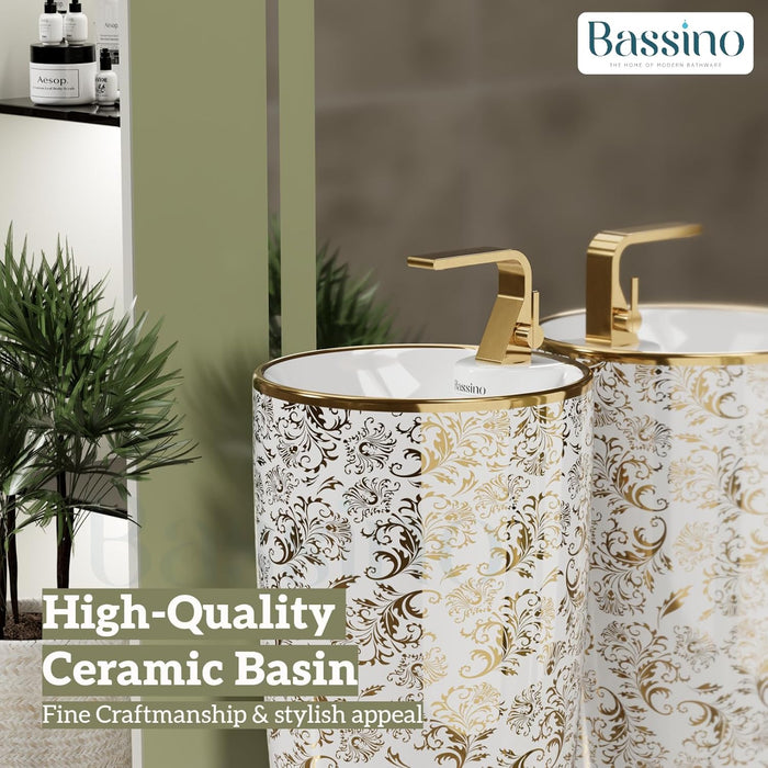 Ceramic Pedestal Wash Basin,size-15x15x34 Inch