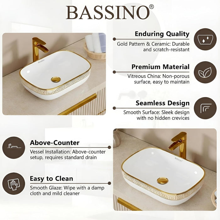 Premium Designer Table Top Wash Basin (18x13x5.5 In) BTT-0194-IN