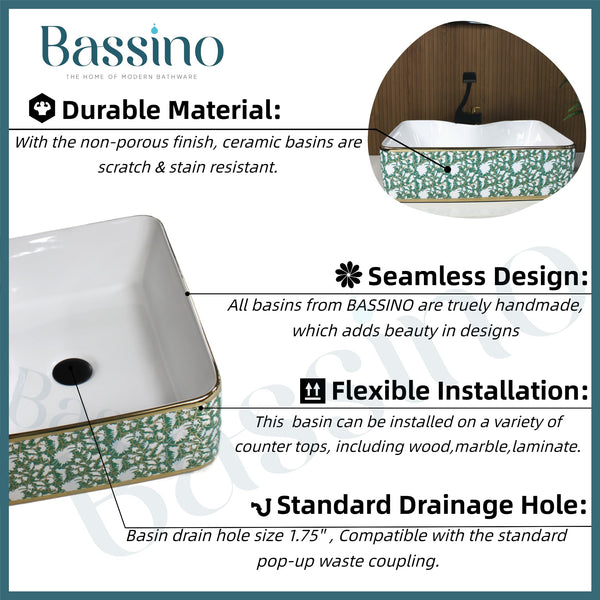 Premium Designer Table top/Counter top Wash Basin/Vessel sink (19x15x5.5 In) BTT-1144