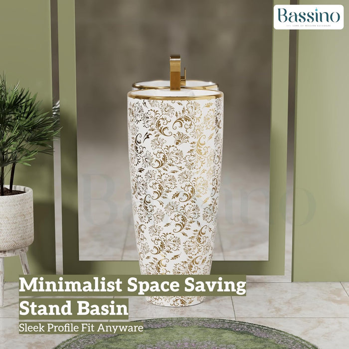 Ceramic Pedestal Wash Basin,size-15x15x34 Inch