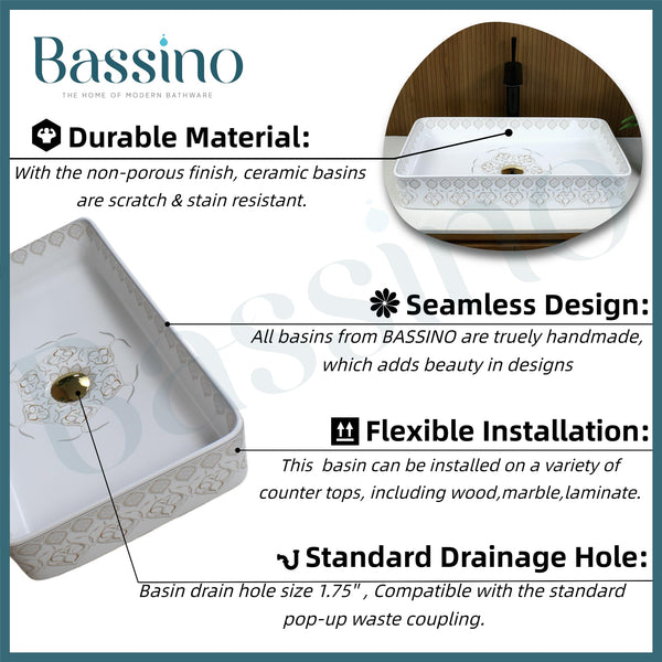 Premium Designer Table top/Counter top Wash Basin/Vessel sink (24x14x4.5 In)BTT-755-IN
