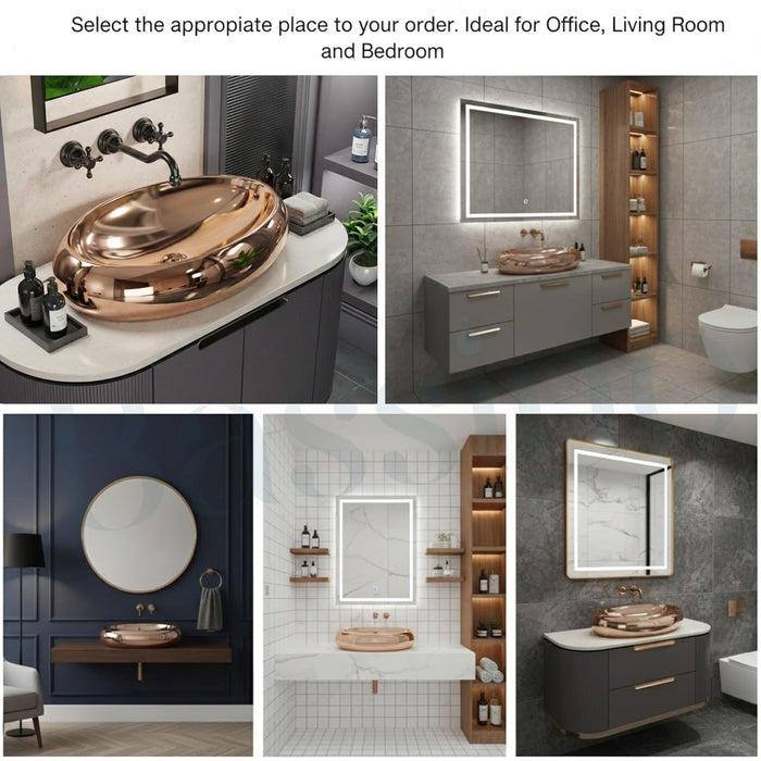 Premium Oval Rosegold Ceramic Table Top Basin (24x16x6 In) BTT-11545