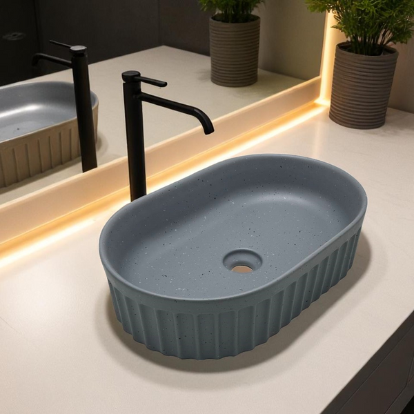 Premium Designer Table top/Counter top Wash Basin/Vessel sink (22x14x6 In) Grey