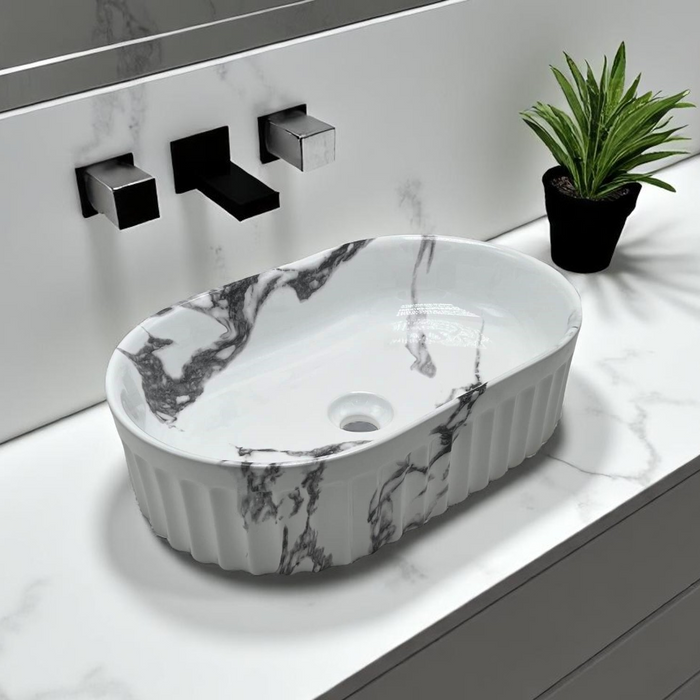 Premium Designer Table top/Counter top Wash Basin/Vessel sink (22x14x6 In) Marble1
