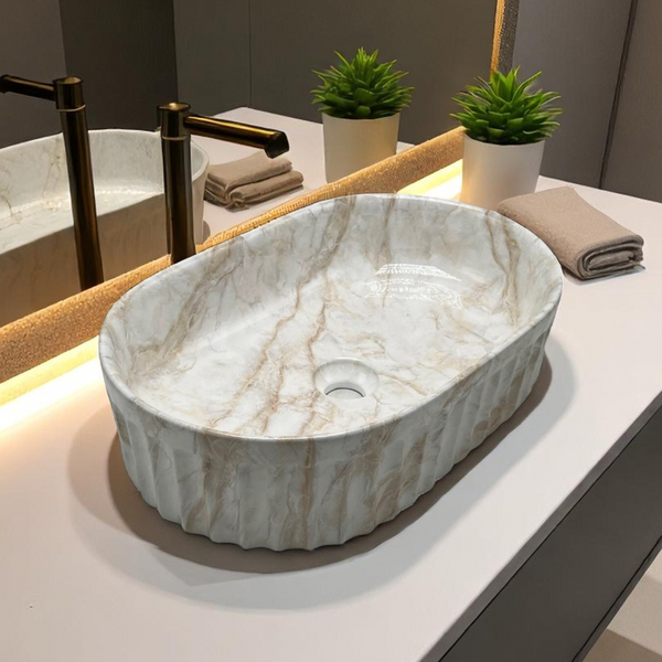 Premium Designer Table top/Counter top Wash Basin/Vessel sink (22x14x6 In) Marble2