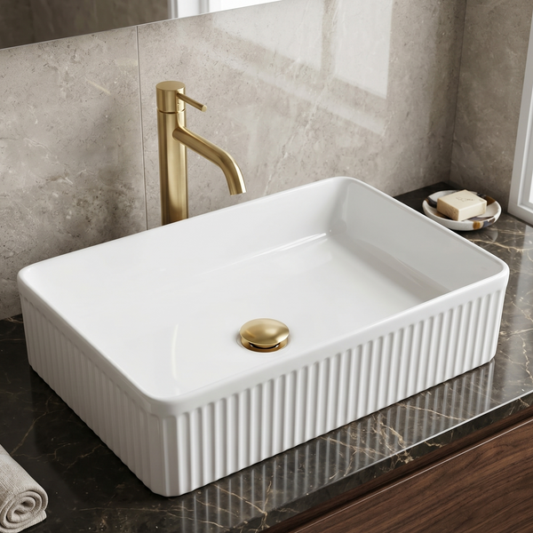 BASSINO Nordic Matte White Tabletop Vessel Sink (19 x 15 x 5 Inches)