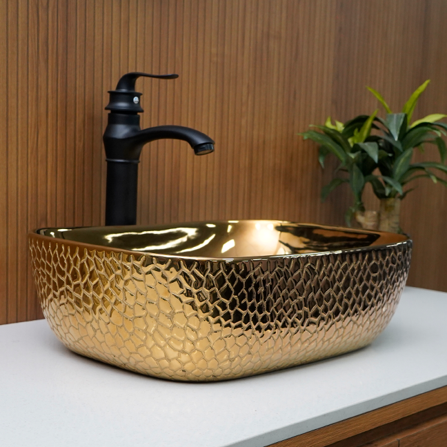 Designer Table Top Basin (18 x 13 x 5 In) BTT-11374-IN, Rose-gold