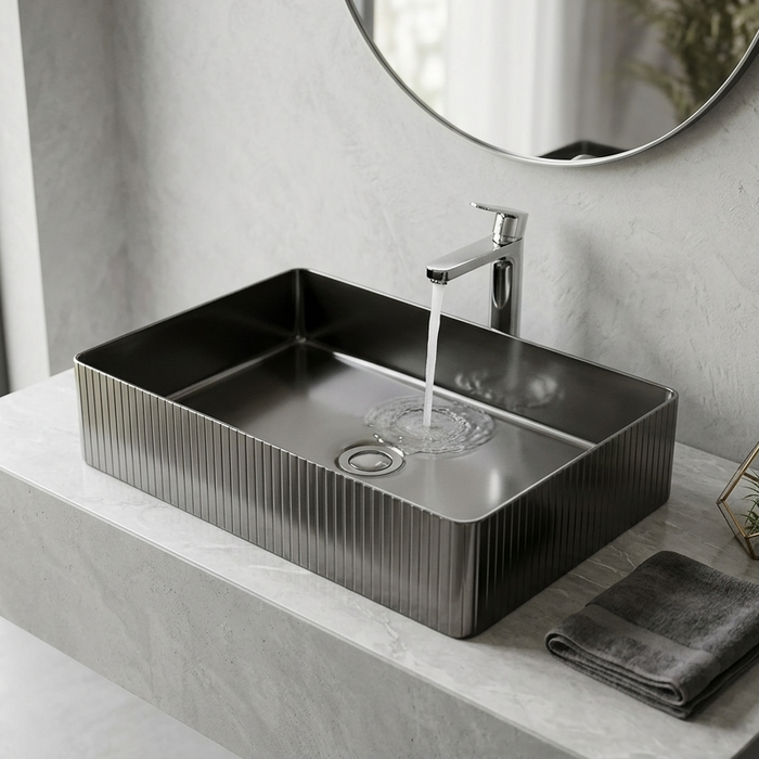 Modern Stainless Steel Countertop Wash Basin (500x352x110 mm) Black