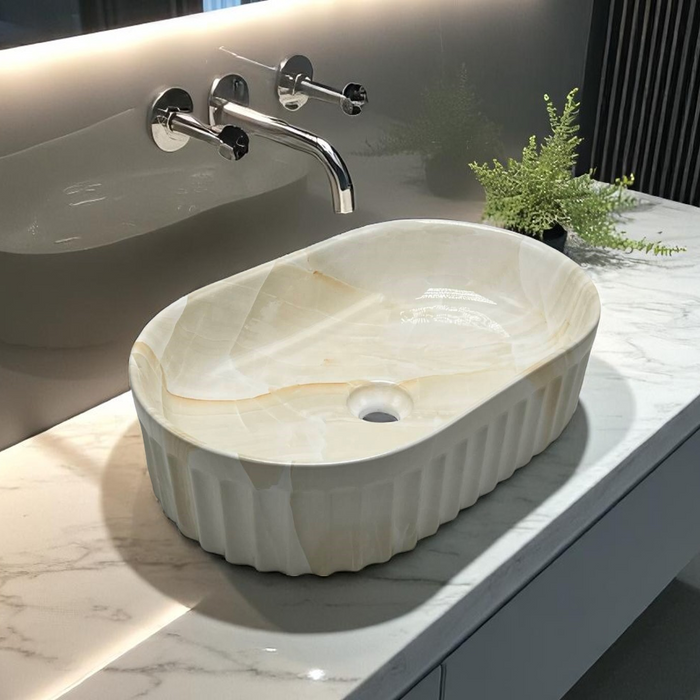Premium Designer Table top/Counter top Wash Basin/Vessel sink (22x14x6 In) Marble5