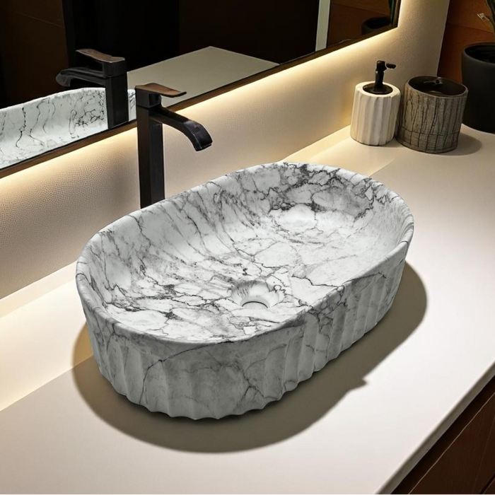 Premium Designer Table top/Counter top Wash Basin/Vessel sink (22x14x6 In) Marble6