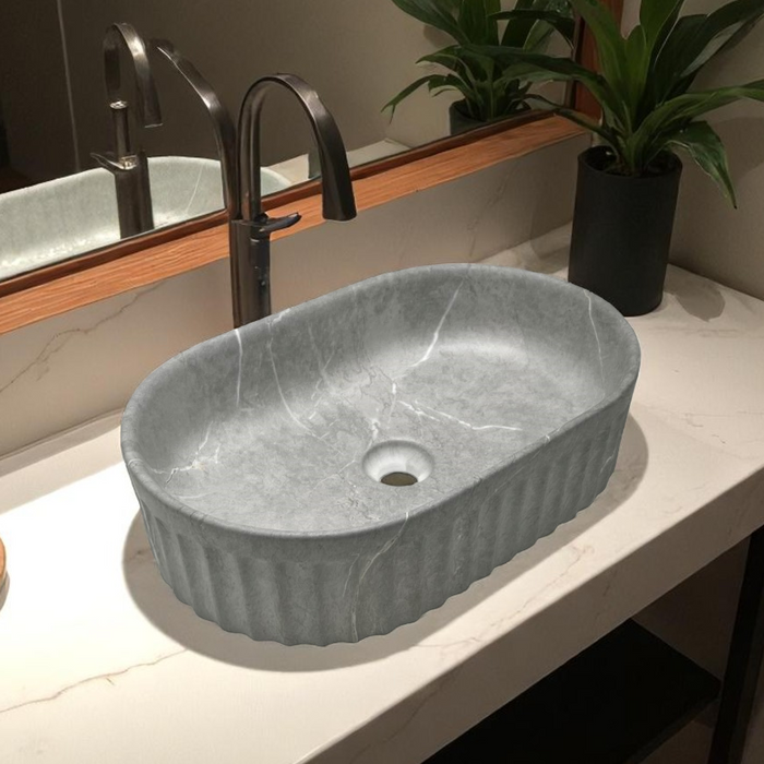 Premium Designer Table top/Counter top Wash Basin/Vessel sink (22x14x6 In) Marble8