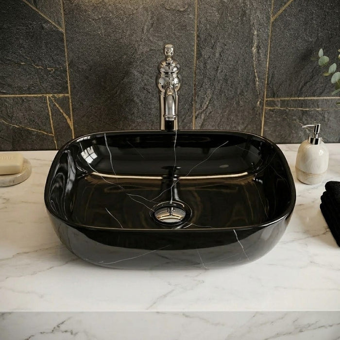 Designer Table Top Basin (18x13x6 In) Black