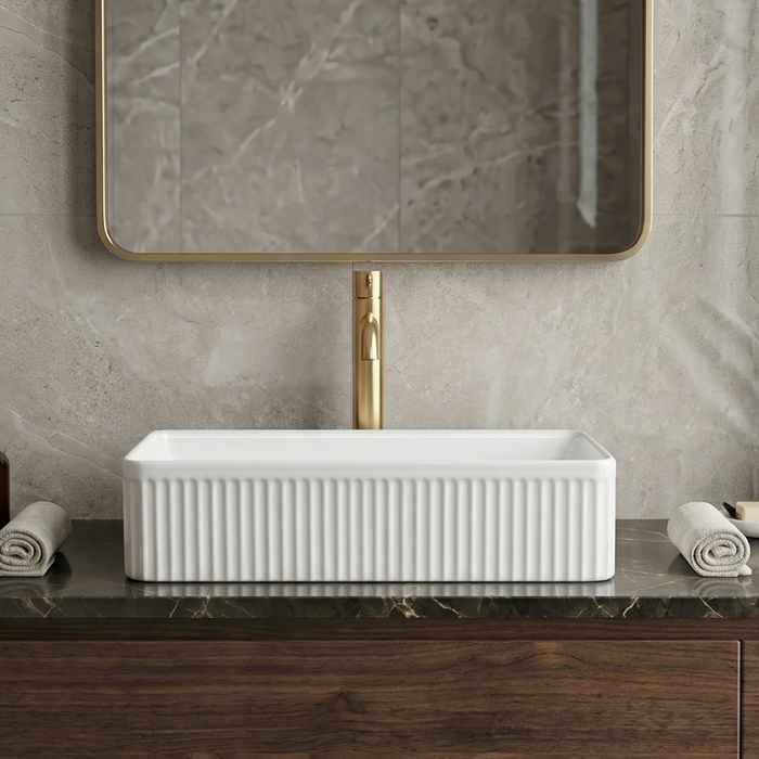 BASSINO Nordic Matte White Tabletop Vessel Sink (19 x 15 x 5 Inches)