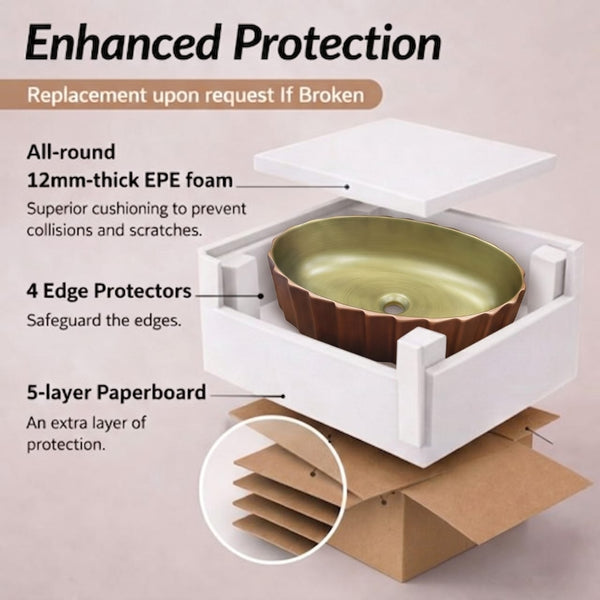 Bassino Textured Oval Countertop Wash Basin – Luxury Designer Vessel Sink (22" x 14.2" x 5.9")