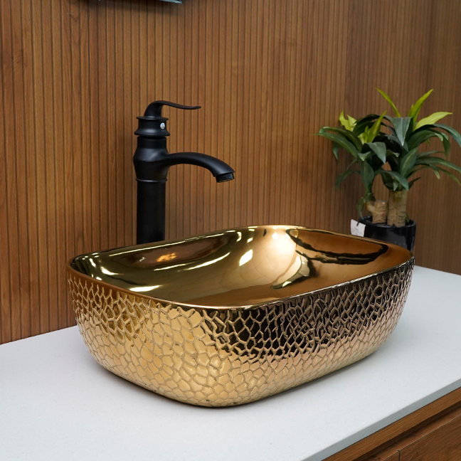 Designer Table Top Basin (18 x 13 x 5 In) BTT-11374-IN, Rose-gold