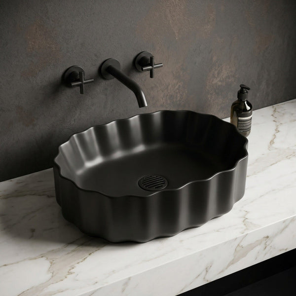 Premium Designer Table top Wash Basin (20x15x5.5 In) Black Matt