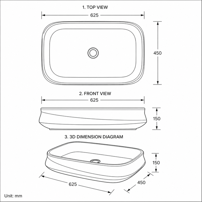 Bassino 25" x 18" Luxury Countertop Wash Basin – Premium Black & Gold Rectangular Ceramic Vessel Sink (24.6" x 17.7" x 5.9")