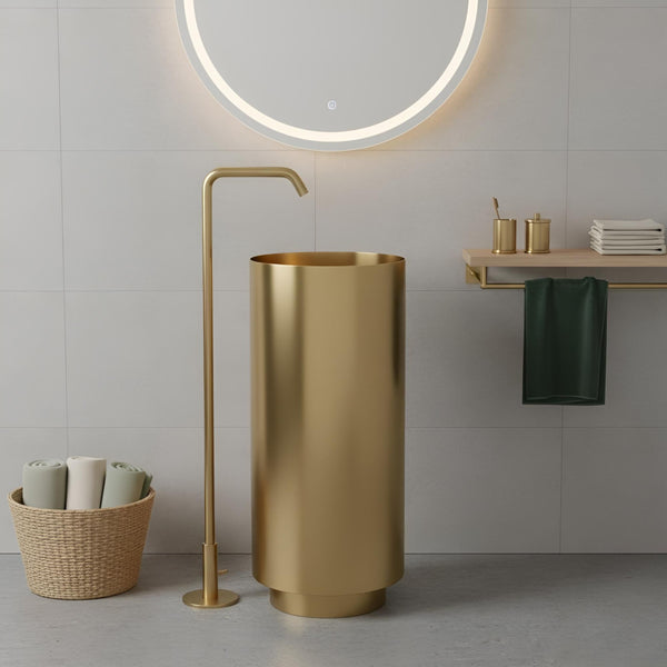 Metal Pedestal Wash Basin,size-16x16x33 Inch Gold