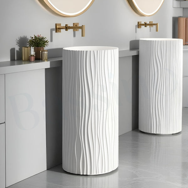 Artificial Stone Pedestal Basin(Size-15x15x34 Inch)