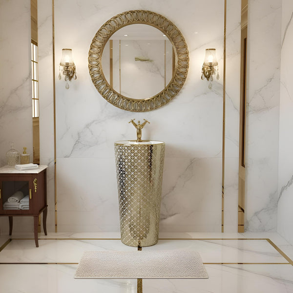 Artificial Stone Pedestal Basin(Size-15x15x33 Inch) NCPB-2083