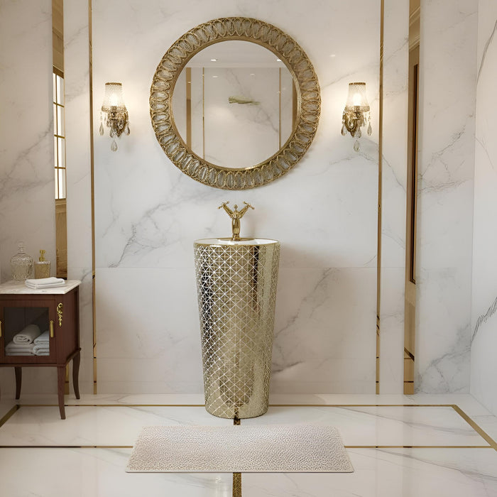 Artificial Stone Pedestal Basin(Size-15x15x33 Inch)