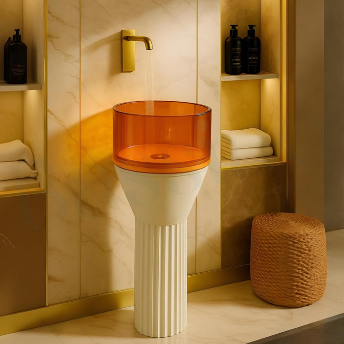 Resin Pedestal Wash Basin,size-15x15x36 Inch