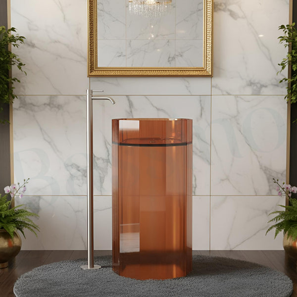 Resin Pedestal Wash Basin(Size-18x18x36 Inch) Orange