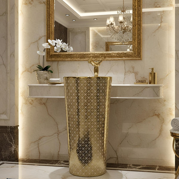Artificial Stone Pedestal Basin(Size-15x15x33 Inch) NCPB-2083