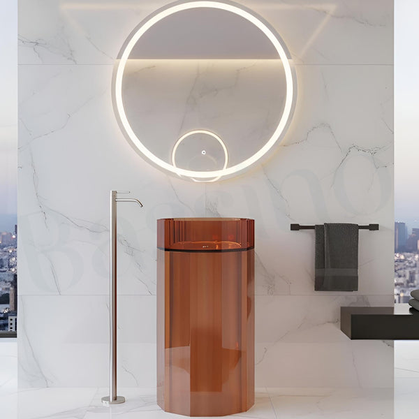Resin Pedestal Wash Basin(Size-18x18x36 Inch) Orange