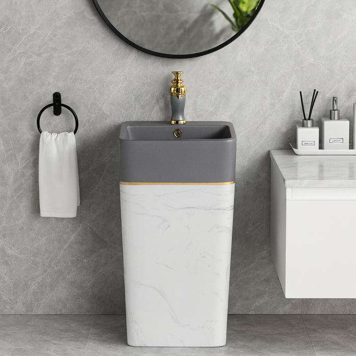 Ceramic Pedestal Wash Basin,NZ-1017(16x16x33Inch)