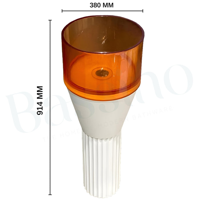 Resin Pedestal Wash Basin,size-15x15x36 Inch