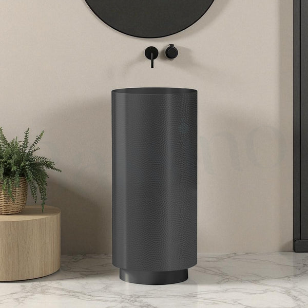 Metal Pedestal Wash Basin,size-16x16x33 Inch Black