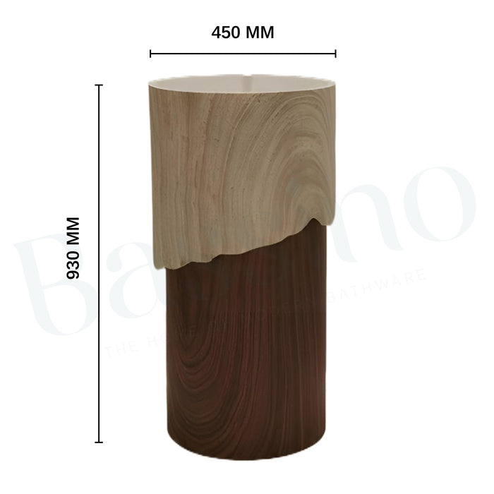 Bassino Artificial Stone Pedestal Basin(Size- 18×18×36 Inch/Brown&White)