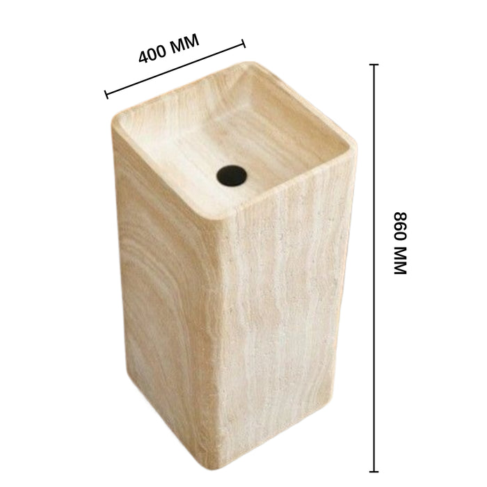 Compact Artificial Marble Sink|Matt Marble Pedestal Basin(16x16x34 Inch)