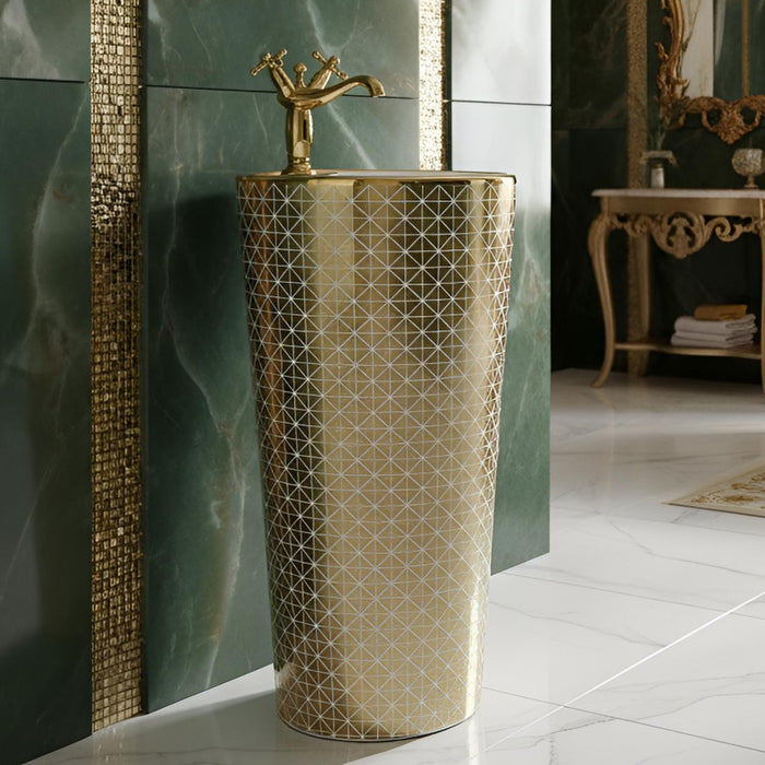 Artificial Stone Pedestal Basin(Size-15x15x33 Inch)