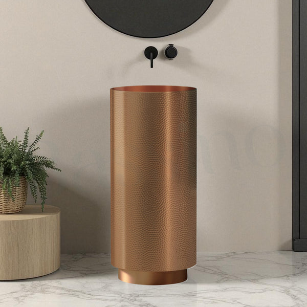 Metal Pedestal Wash Basin,size-16x16x33 Inch Rose gold