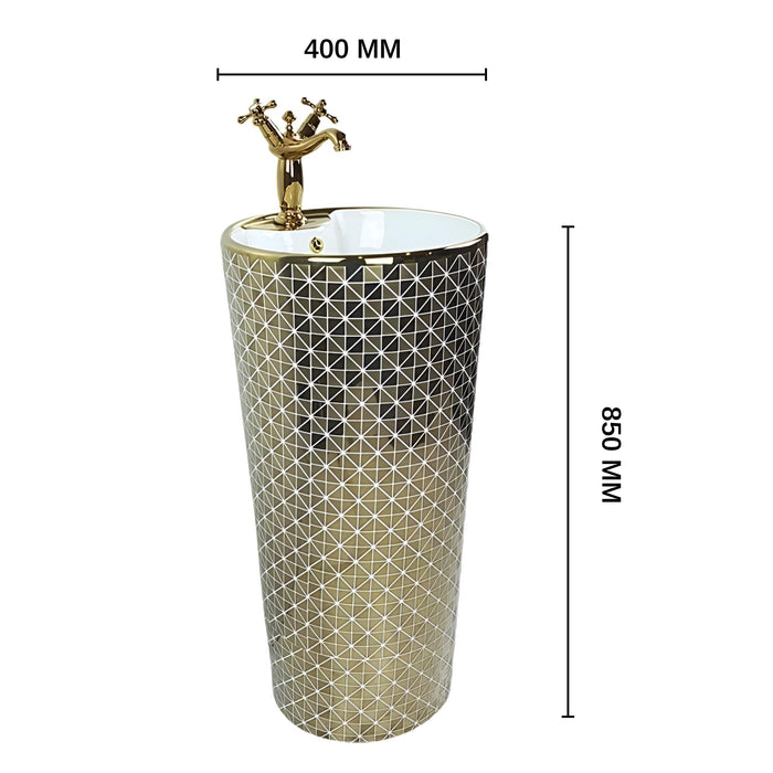 Artificial Stone Pedestal Basin(Size-15x15x33 Inch)