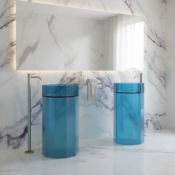 Resin Pedestal Wash Basin(Size-18x18x36 Inch) Blue