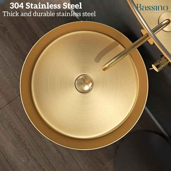 Metal Pedestal Wash Basin,size-16x16x33 Inch Gold