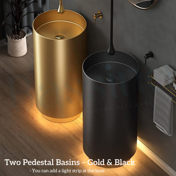 Metal Pedestal Wash Basin,size-16x16x33 Inch Black