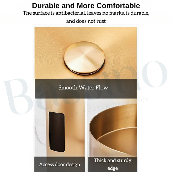 Metal Pedestal Wash Basin,size-16x16x33 Inch Rose gold