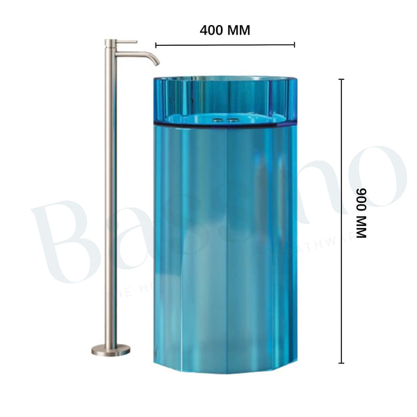 Resin Pedestal Wash Basin(Size-18x18x36 Inch) Blue